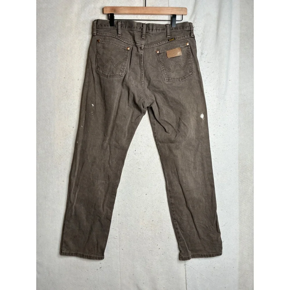 Vintage Wrangler 13MWZTN Brown‎ Jeans Mens 32x33 Distressed Made in USA Workwear